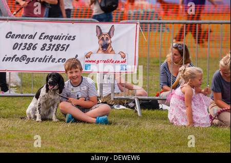 A boy with his dog at The All About Dogs Show at the Norfolk Showground, Norwich, Norfolk, England, Britain, Uk Stock Photo