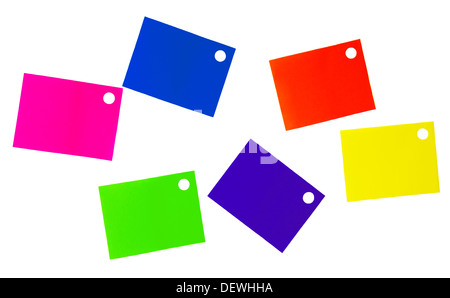 multi colored stickers on a white isolated background Stock Photo