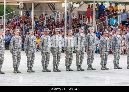 Airmen Standing At Attention During United States Air Force Basic ...