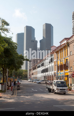 street scenes building neighborhood Singapore Asia streets hood small shops living area residential trade facilities commerce Stock Photo