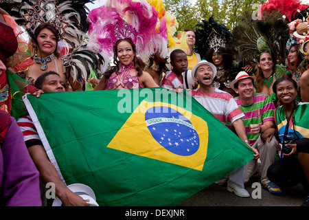 Brazilian-Americans celebrate during the Latino Festival, Fiesta DC - Washington, DC USA Stock Photo