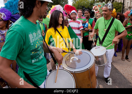 Brazilian-Americans celebrate during the Latino Festival, Fiesta DC - Washington, DC USA Stock Photo