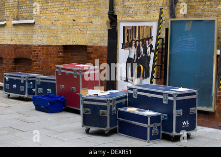 Stage equipment Storage Chests outside a London Theater Stock Photo