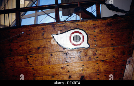 Cyprus Old Traditional Wooden Boat with Eye Painted on for Protection Stock Photo