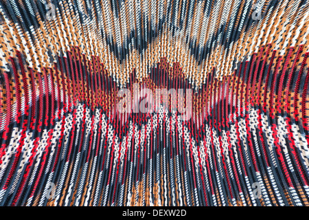 A vivid collection of geometric patterns on this material that has a ribbed texture. Stock Photo