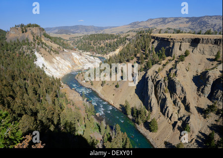 Calcite Springs and Yellowstone River, Yellowstone National Park, Wyoming, USA Stock Photo