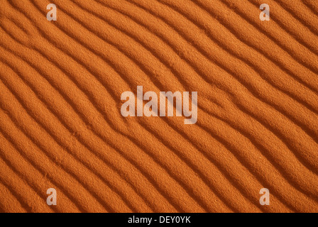 Sand patterns on the sand dunes of Erg Chebbi in evening light, at the western edge of the Sahara desert, Meknès-Tafilalet Stock Photo