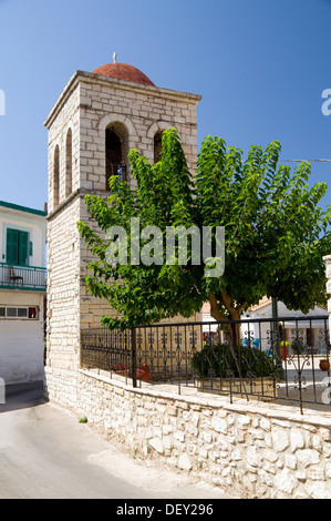 Bell Tower of church, Katomeri, Meganisi, Lefkada, Ionian Islands, Greece. Stock Photo
