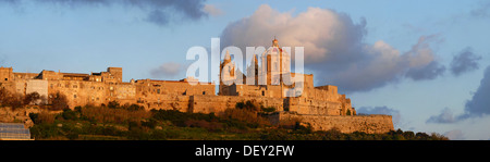 Mdina with the cathedral in morning light, central Malta, Europe Stock Photo