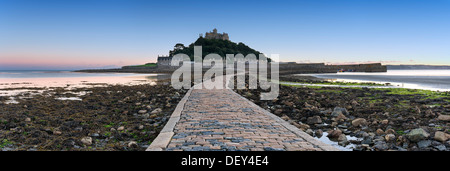 Panoramic view of St Michael's Mount a small isle off Marazion near Penzance in Cornwall Stock Photo