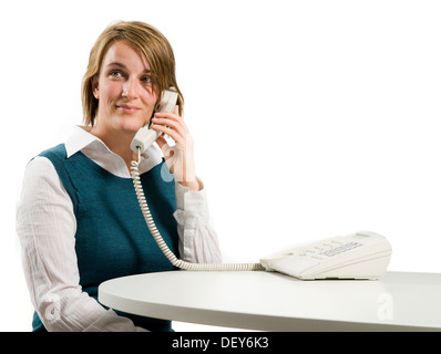 Young woman with telephone Stock Photo