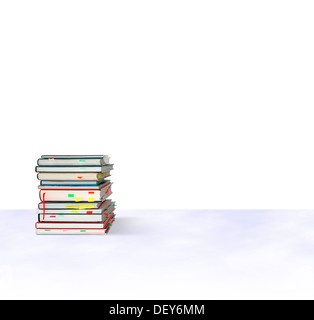 Stack of books with sticky notes Stock Photo