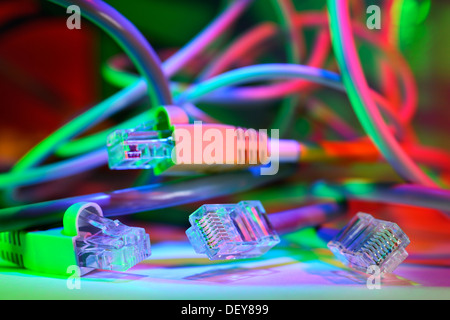 Computer cable, Cyber terrorism, Computerkabel, Cyber-Terrorismus Stock Photo