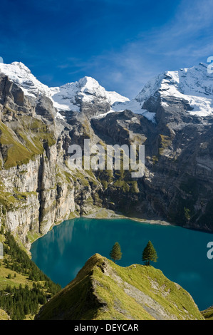 Oeschinensee, Oeschinen Lake, Bernese Oberland, Canton of Bern, Switzerland, Europe Stock Photo