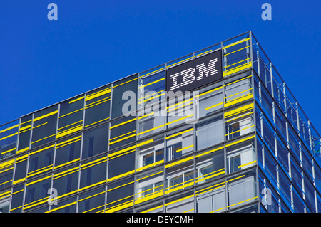 IBM logo on the front of the Hamburg IBM branch, Berliner Tor Centrum BTC, Hamburg Stock Photo