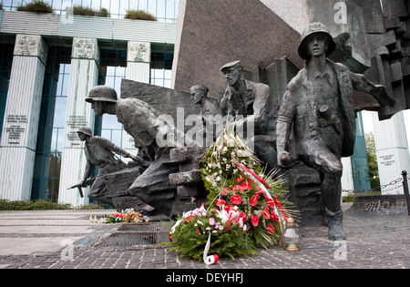 Wreath on monument uprising Warsaw 1944 Stock Photo