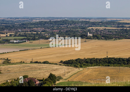 View from Ivinghoe Beacon, towards Edlesborough, Buckinghamshire Stock Photo