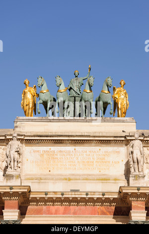 Quadriga on top of the Arc de Triomphe du Carrousel, Paris, Ile-de-France, France Stock Photo