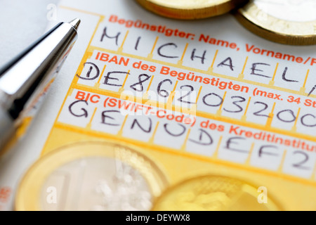 transfer iban bic money form sepa germany code number alamy mit