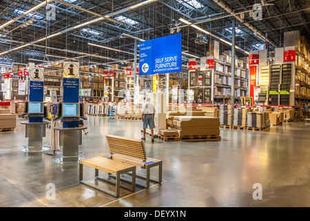 Customer inside warehouse part of IKEA home store Stock Photo