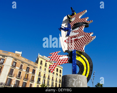 El Cap de Barcelona or The Head of Barcelona, Pop-Art construction by Roy Lichtenstein, Barcelona, Catalonia, Spain, Europe Stock Photo