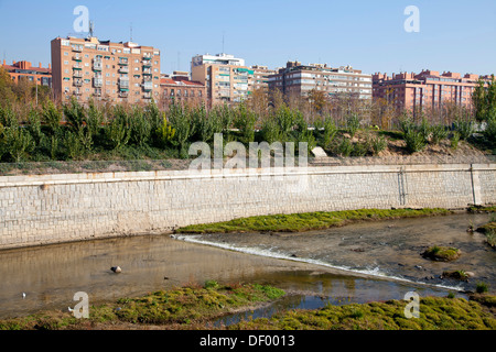 Madrid Rio park and Manzanares river, Madrid Rio, an ecological development, in Madrid, Spain, Europe Stock Photo