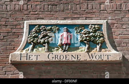 Het Groene Wout Amsterdam Netherlands House antique plaque wall tablet Stock Photo