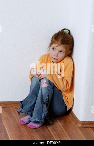 Child, girl, sad, obstinate Stock Photo