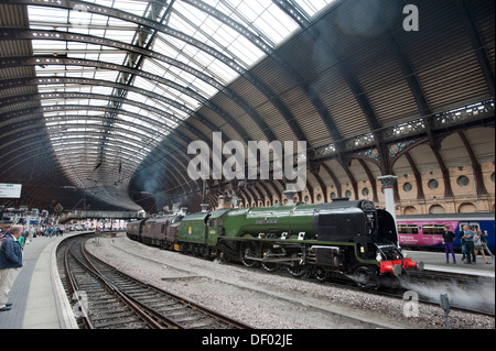 An LMS 'Coronation' class steam locomotive number 46233 'Duchess of Sutherland' at York station Stock Photo