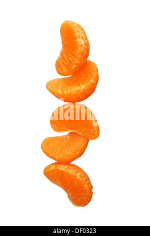 Clementines tangerines segments isolated on white background Stock Photo