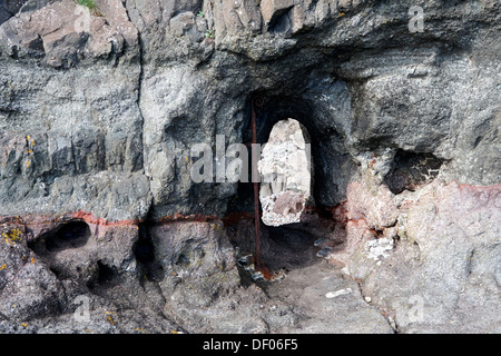 entrance to the gobbins cliff shoreline path islandmagee larne northern ireland Stock Photo