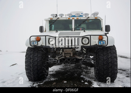 Hummer converted to a Super Jeep in a winter landscape, Iceland, Europe Stock Photo