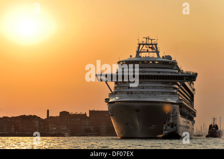 Cruise ship, Azura, built in 2010, 290m, 3100 passengers, leaving Venice, Veneto, Italy, Europe Stock Photo
