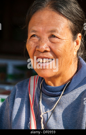 Lisu woman, portrait, Hill Tribe people, Lisu people, an ethnic minority, northern Thailand, Thailand, Asia Stock Photo