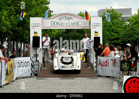 BMW 328 roadster, built in 1939, start and finish line of the Donau Classic 2011, Audi Forum, Ingolstadt, Bavaria Stock Photo