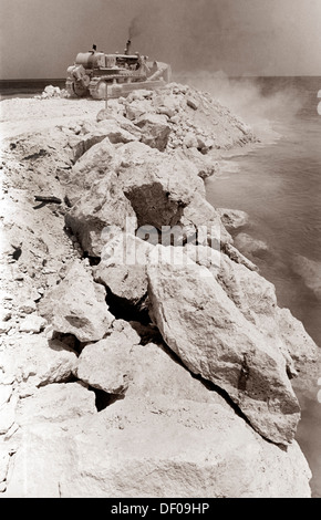 Dubai UAE Construction 1977 Breakwater Stock Photo