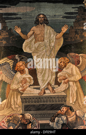 Altar image, glass mosaic, Jesus risen, altar from 1910, Baroque church of St Michaelis, St Michael, Michel, first start of Stock Photo