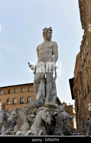 Fountain of Neptune on Piazza della Signoria square, Florence, UNESCO World Heritage Site, Tuscany, Italy, Europe Stock Photo