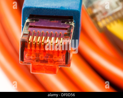 Network cable with RJ45 connector Stock Photo