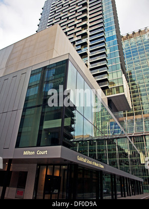 View of the Guildhall School of Music & Drama showing CityPoint and surrounding buildings,City of London, England,United Kingdom Stock Photo