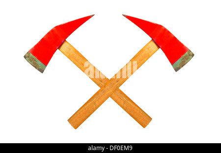 Old Red ax isolated on white background. Stock Photo