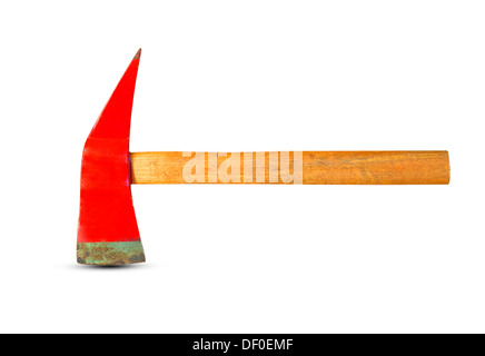 Old Red ax isolated on white background. Stock Photo