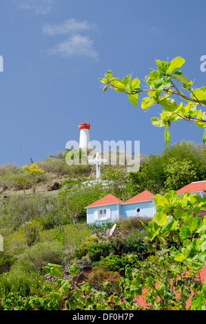 French West Indies, Caribbean island of Saint Barthelemy (St. Bart's), capital city of Gustavia. Island lighthouse