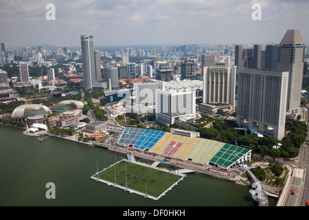 Singapore skyscrapers city state Asia financial centers power skyline bay modern soccer symbols trade money destination trade Stock Photo