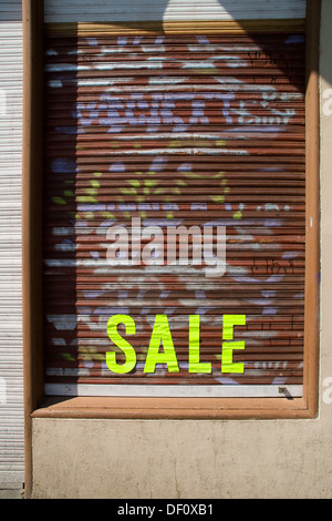 Berlin, Germany, inscription sale on a window blind Stock Photo