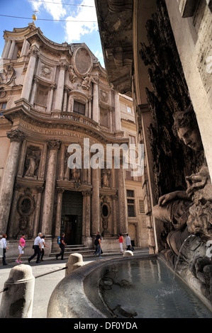 Italy, Rome, fountain of the Goddess Juno and church of San Carlo alle Quattro Fontane Stock Photo