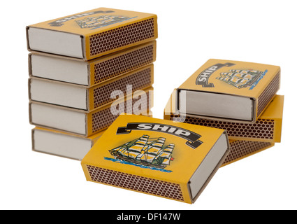 Pile of boxes of Ship matches Stock Photo