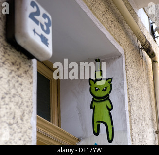 Berlin, Germany, graffiti aufgehaengten a cat Stock Photo