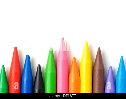 A stack of colorful crayons on an isolated white background Stock Photo ...