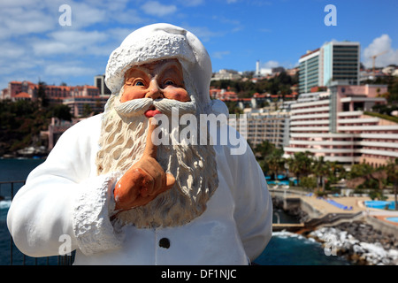 Madeira, Funchal, hotels, hotels near the sea and a Nicholas Santa Claus infront Stock Photo